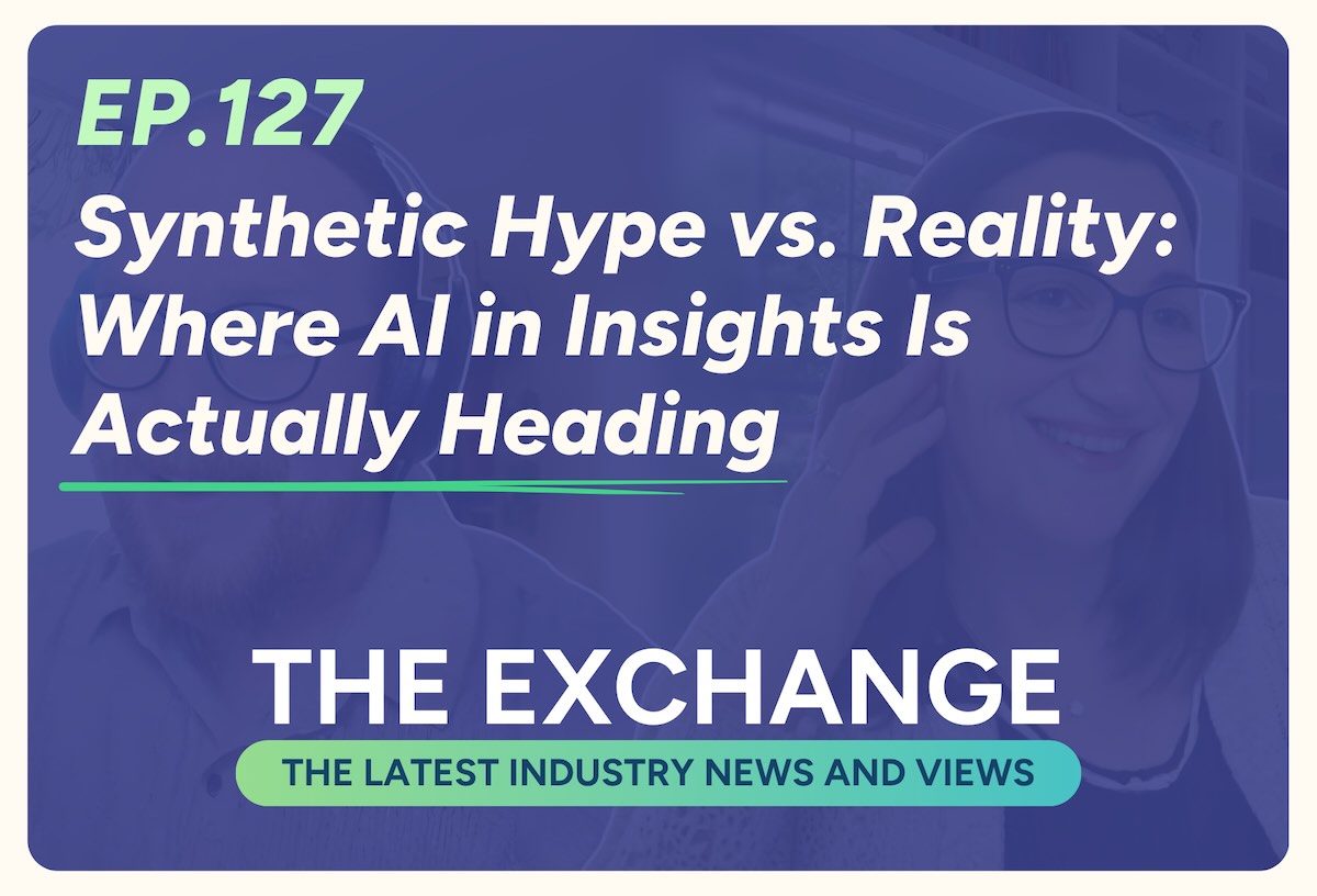 Обложка эпизода Greenbook Exchange 127 о синтетических данных и AI в insights