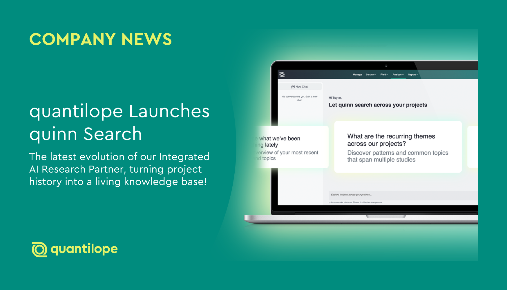 Логотип quantilope — платформы потребительской аналитики, запустившей quinn Search