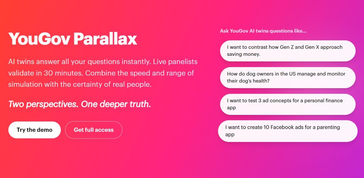 YouGov Parallax — продукт, объединяющий AI-двойников с верификацией на реальных потребителях